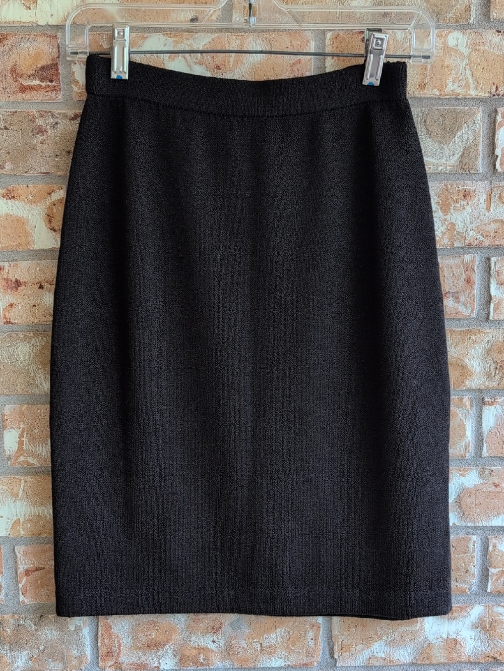 St. John Black Knit Pencil Skirt Chocolate Brown